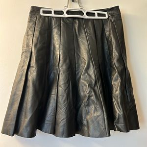 100% Real Leather Pleated Skirt